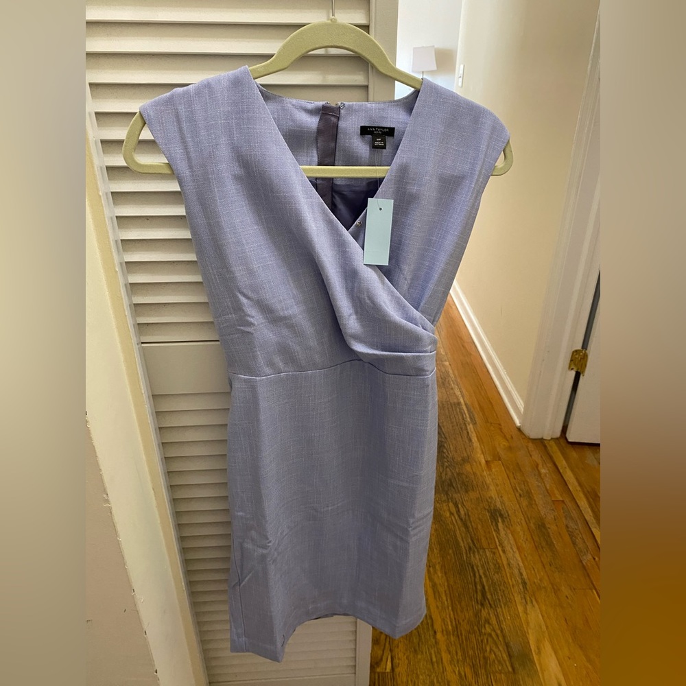 Ann Taylor Petite Side Tuck Wrap Sheath Dress in Cross Weave